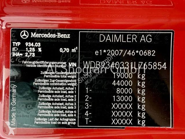 جرار Mercedes 1860 V8 / Kipperhydraulik / Euro5