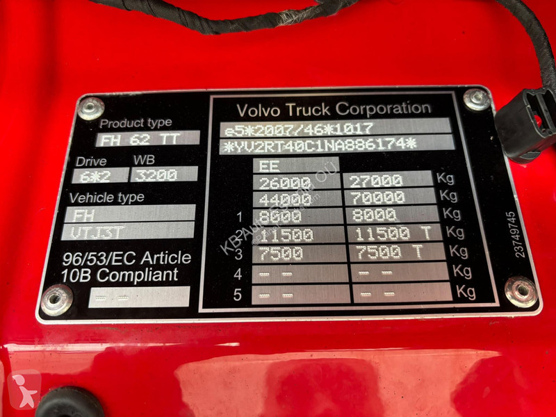 Cabeza tractora Volvo 500 6x2 DOUBLE BOGIE