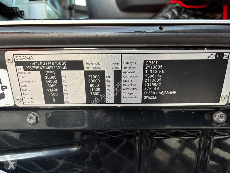 Scania R 580 6x2 ADR / RETARDER / DOUBE BOGIE...