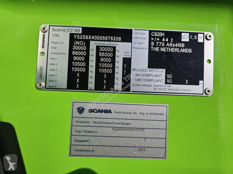 Влекач Scania S770 V8 / 6x4 / RETARDER / FU AIR /