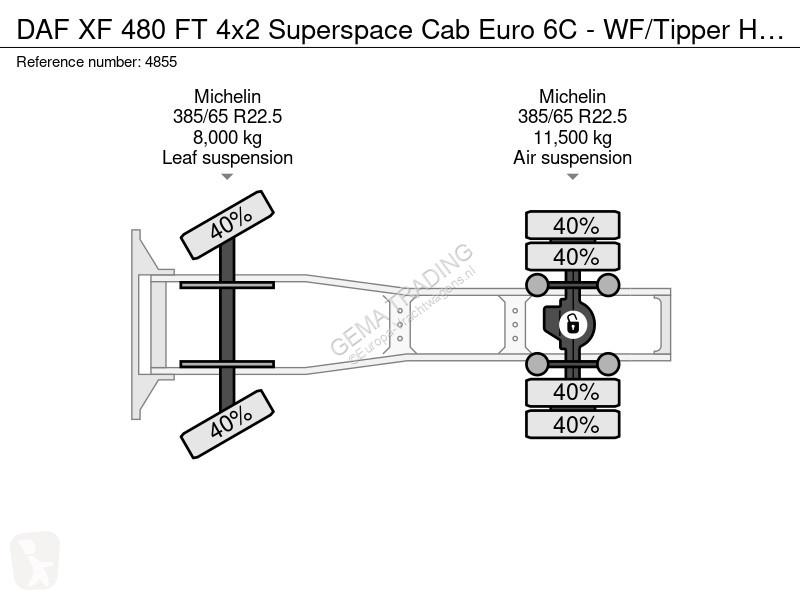جرار DAF XF  FT 4x2 Superspace Cab Euro 6C -...