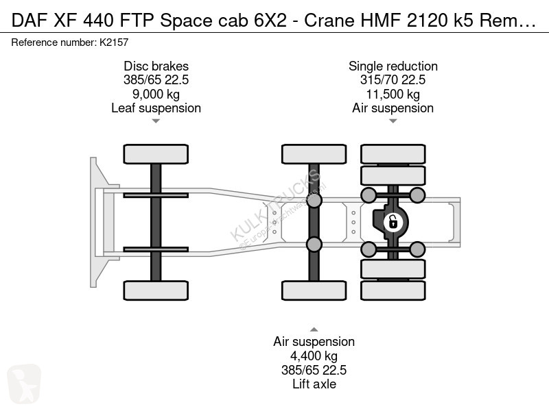Влекач DAF 440 FTP Space cab 6X2 - Crane HMF...