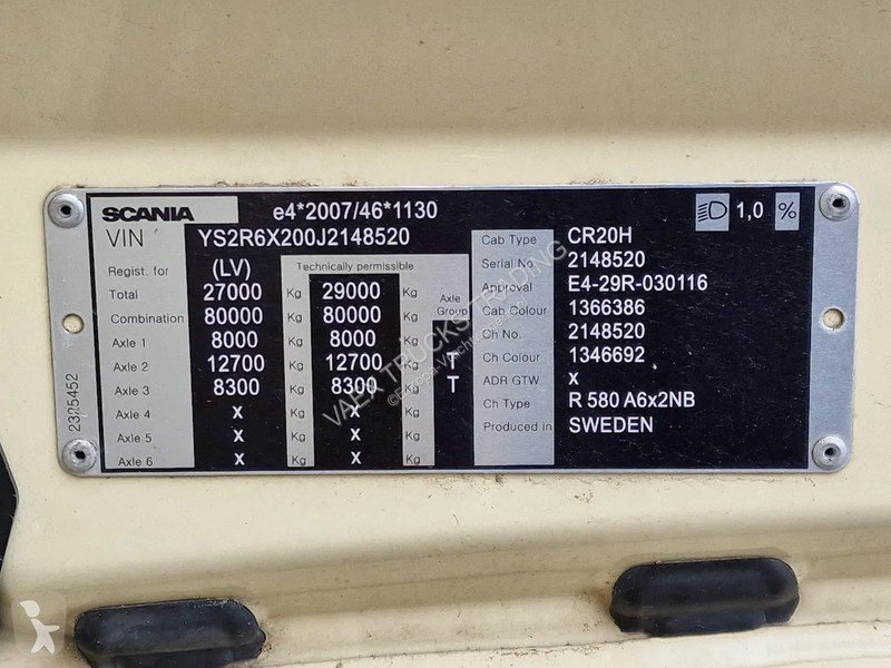 Tractor Scania R580 V8 NS Highline 6x2 -...