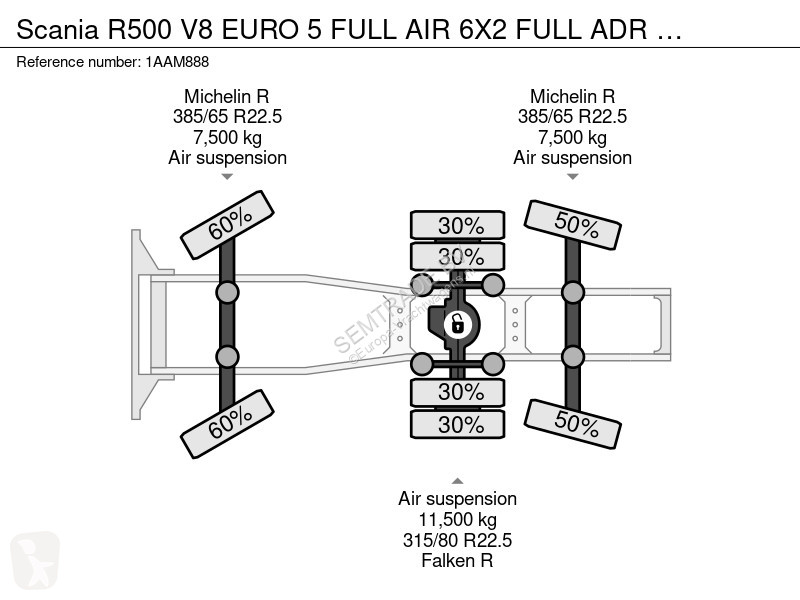 Tracteur Scania R500 V8 EURO 5 FU AIR 6X2 FU...
