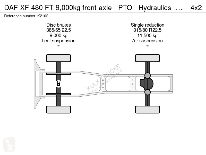 جرار DAF 480 FT 9,000kg front axle - PTO -...