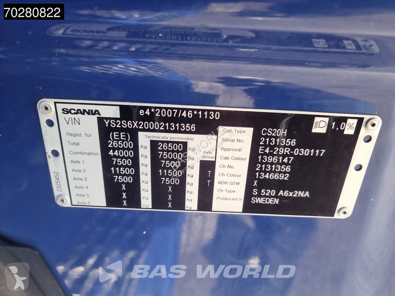 Traktor Scania S520 6X2 Retarder 2x Tanks...