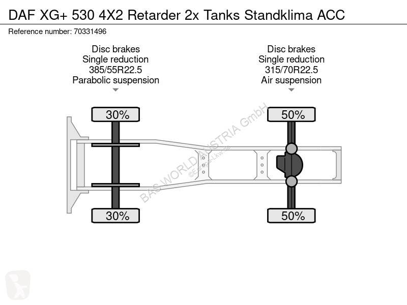 جرار DAF + 530 4X2 Retarder 2x Tanks Standklima...