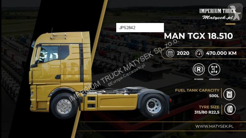 Tahač MAN TGX 18.510 / GM / HYDRAULIKA /...