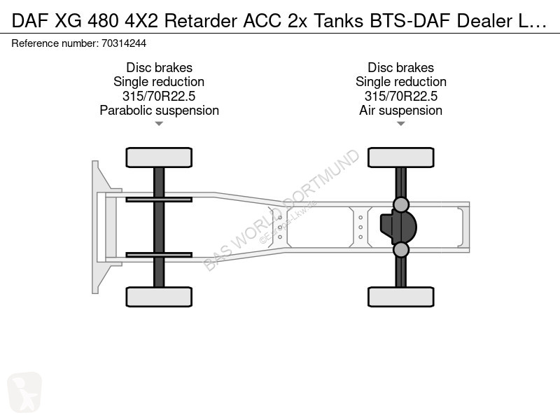 Cabeza tractora DAF XG  4X2 Retarder ACC 2x...