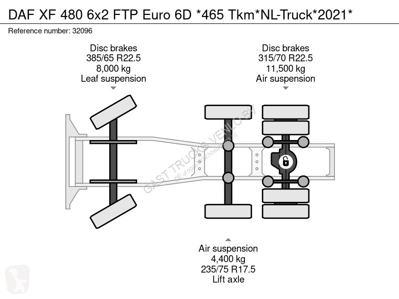 Tracteur DAF XF  6x2 FTP Euro 6D *465...
