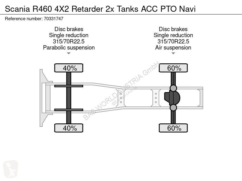 Tratores Scania R460 4X2 Retarder 2x Tanks ACC...