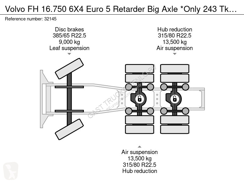 Cabeza tractora Volvo 16750 6X4 Euro 5 Retarder...