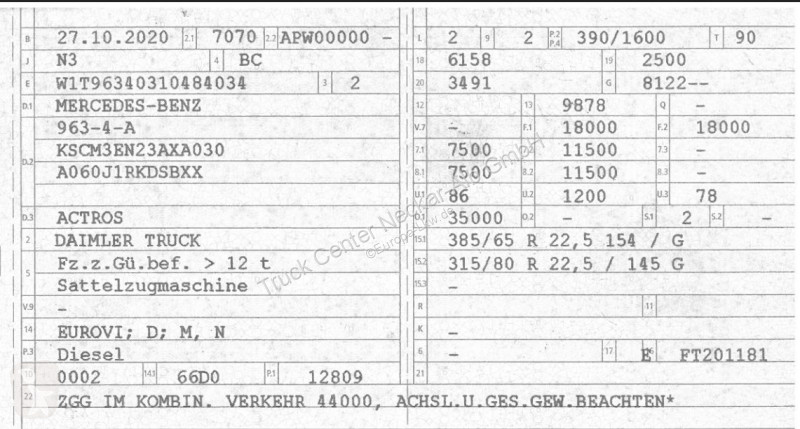 جرار Mercedes 1853 4x4 HAD Kipphydraulik...