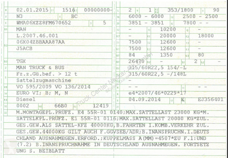 MAN TGX SZM Standard Blatt Luft TÜV 01 27...