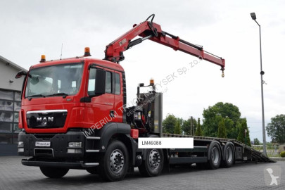 Vrachtwagen MAN TGS TGS 35.360 / 8x2-4 / LAWETA + HDS HIAB 166 E-2 / OŚ PODNOSZONA /