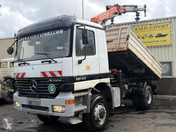 Vrachtwagen Mercedes Actros 1840 Kipper Crane 4x4 Manual Gearbox Big Axles Full Steel Suspension Good Condition Palfinger