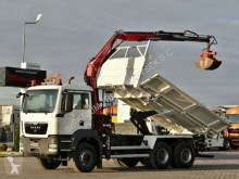 MAN flatbed truck TGS 26.360/ 6X4/ 3 SIDED TIPPER+CRANE FASSI F110