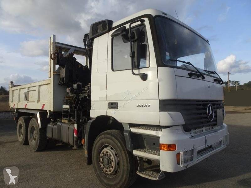 Used Mercedes Actros two-way side tipper truck 3331 6x4 Euro 2 crane ...