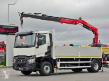 Ciężarówka platforma Renault C 380 / 4X2 / BOX-5,6 M + CRANE FASSI F155/RADIO