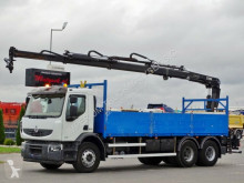 Renault flatbed truck KERAX 380 DXI/6X4/L:6,8M+CRANE HIAB 144/RADIO