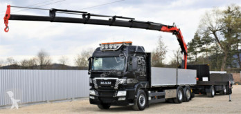 Camion plateau MAN TGS 26.480 HYDRODRIVE+Kran FASSI 215/FUNK *6x4