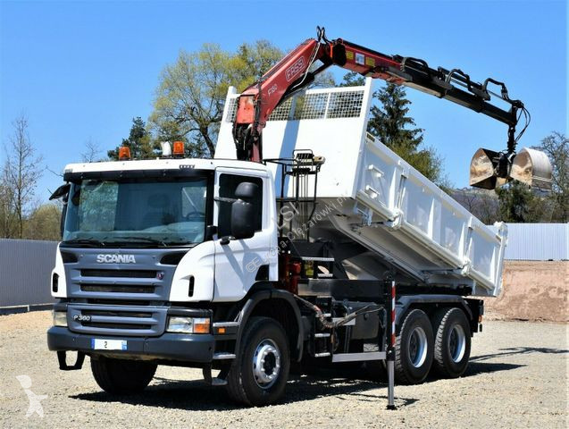 Used Scania Tipper Truck P360 Kipper 5,10m + FASSI F150A.23 + Bordmatic ...