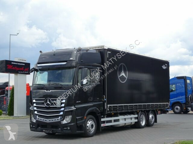 شاحنة Mercedes مغطاة Actros 2545 Curtainsider 60m3 L 7 75m Giga Space 2 6 ديزل أورو 6 مستعمل رقم6205707