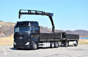Vrachtwagen platte bak Mercedes ACTROS 2542 + PK18002-EH C/FUNK + Anhänger!