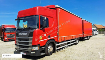 Camión Scania M R410 zestaw przestrzenny z przyczepą I oś 120 2x770 + reorque rideaux coulissants tautliner (lonas correderas) usado
