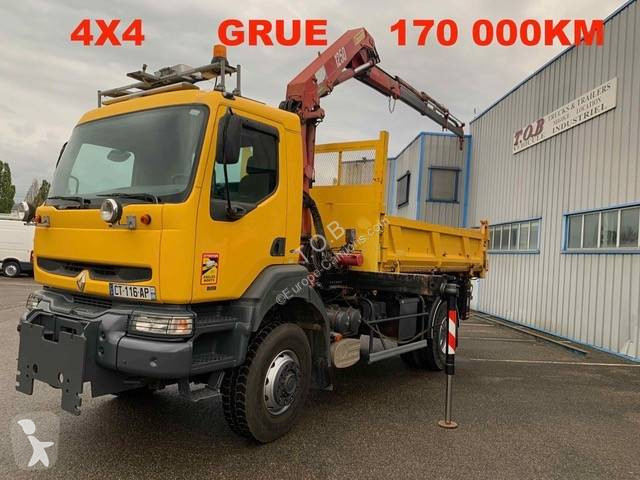 Camion Renault Bi Benne Kerax 4x4 Gazoil Euro 2 Grue Occasion N°8044480 9275