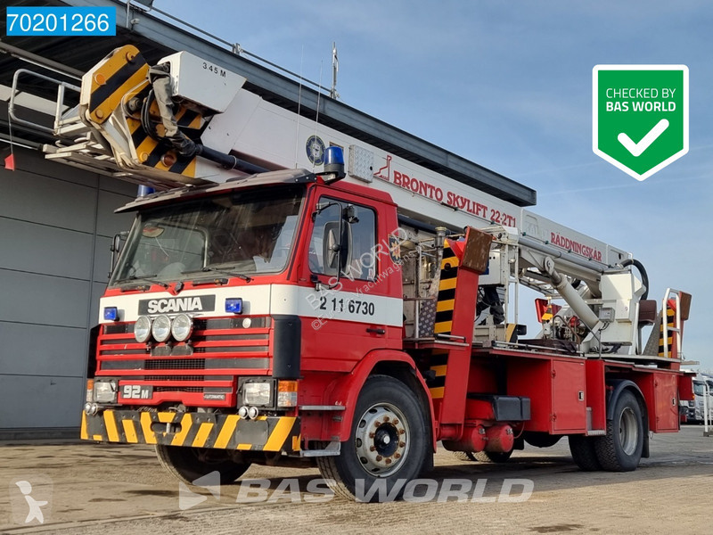 Camion Scania pompiers M G92M 250 Bronto Skylift 222T1 22m Drehleiter Fire Truck 4x2 Gazoil