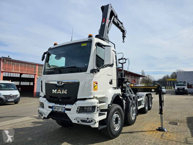 Used rental MAN TGS hook arm system truck Hiab 35.470 8x4 Diesel Euro 6 ...