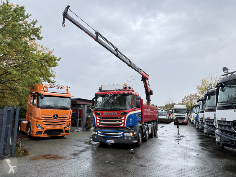 شاحنة Scania R580 V8 8X4 Kipper Kran Palfinger...