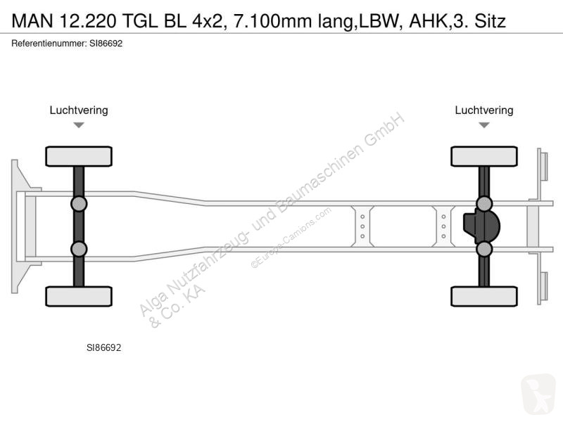 شاحنة MAN 12.220 TGL BL 4x2, 7.100mm lang,LBW,...