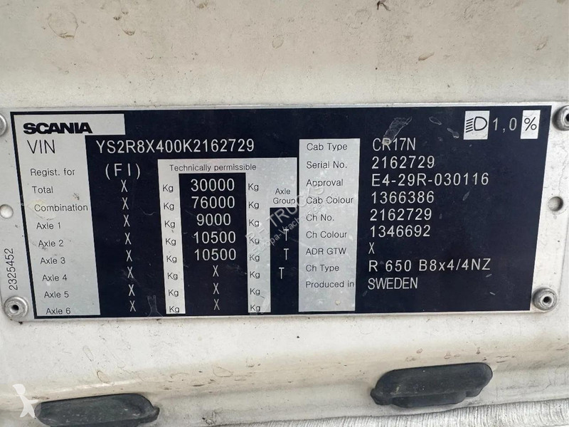 شاحنة Scania R650 V8 NGS XT 8X4 EURO 6 FU STEE