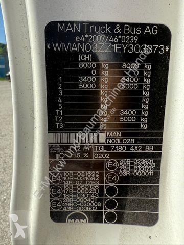 شاحنة MAN TGL 7.180 Euro 5 Schaltung abs Blatt...