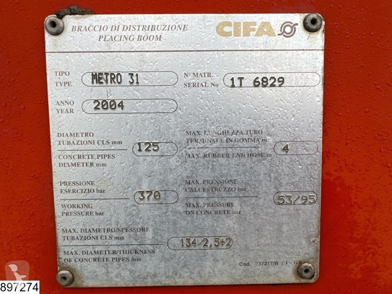 Béton Mercedes 2636 6x4, EURO 3, CIFA METRO 31,...