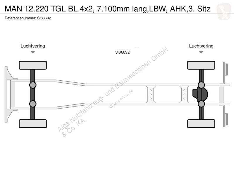 Camion MAN 12.220 TGL BL 4x2, 7.100mm lang,LBW,...