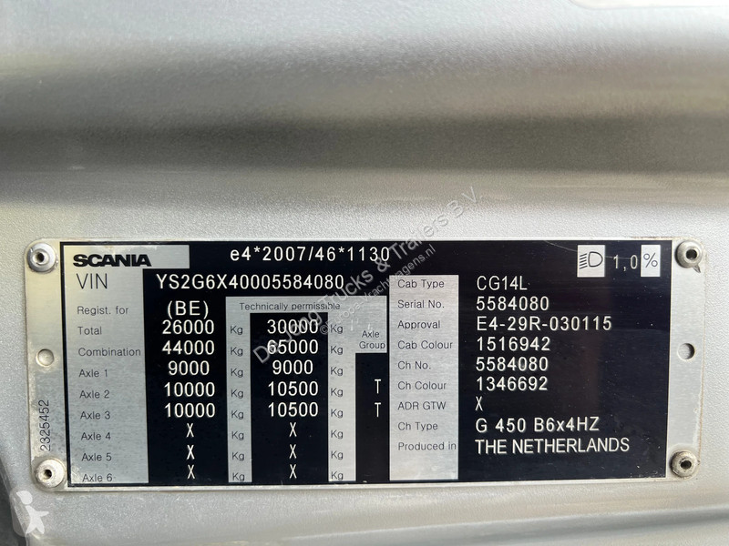 Lastbil Scania 450 NS XT / 6x4 / Hookarm 20T /...