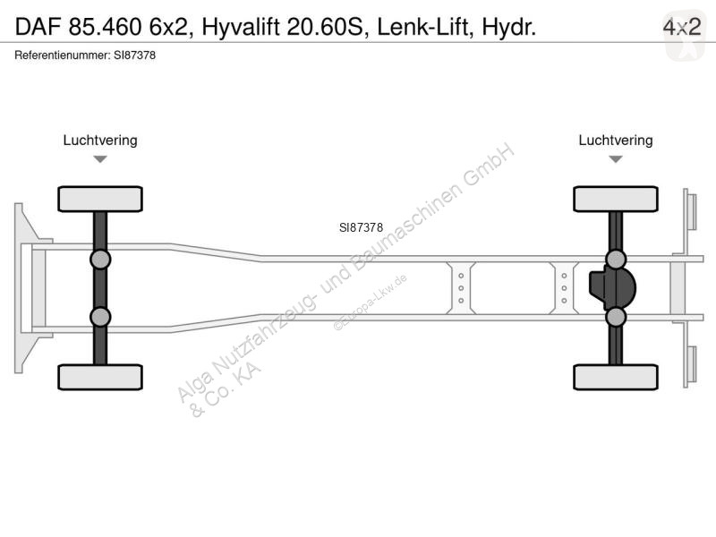 Lastbil DAF 85.460 6x2, Hyvalift 20.60S,...