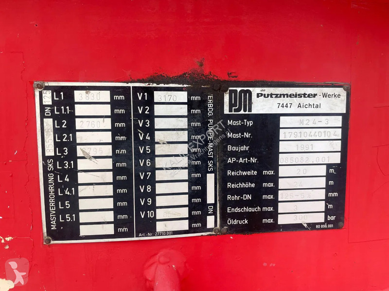 Camion Mercedes SK Concrete Pump Putzmeister 24...