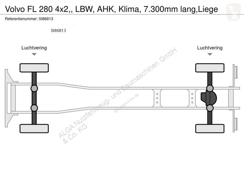 شاحنة Volvo FL 280 4x2,, LBW, AHK, Klima,...
