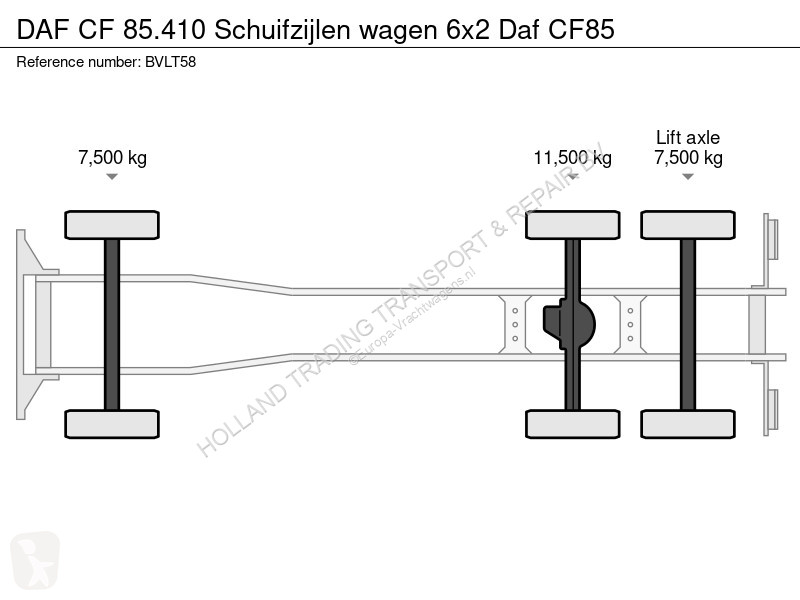 Camion DAF CF 85.410 Schuifzijlen wagen 6x2 Daf