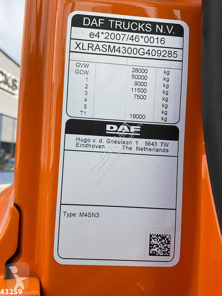 Kamion DAF FAN  430 VDL 21 Ton haakarmsysteem