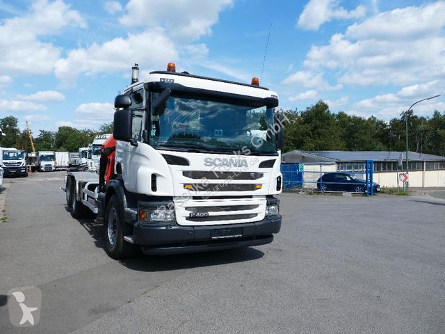 Camion Scania P400 Abrollkipper/Kran PAFINGER*