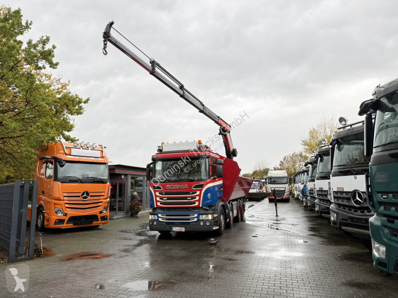 شاحنة Scania R580 V8 8X4 Kipper Kran Palfinger...