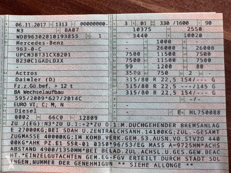شاحنة Mercedes 2545 6X2 BDF mit Kompressor...
