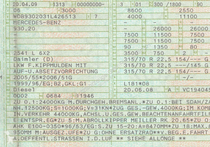شاحنة Mercedes 2541 L 6x2 | Meiller RK 20.65 |...