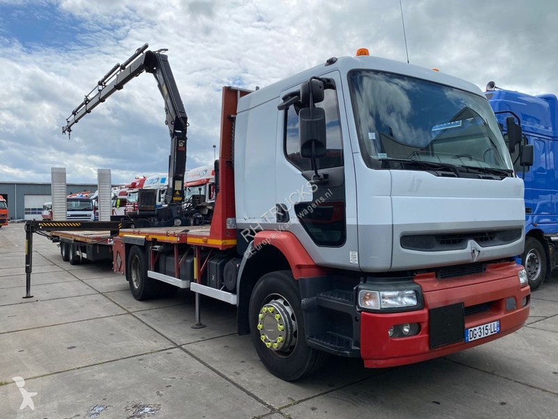 Used Renault Premium flatbed truck 320.19 4x2 Diesel Euro 3 crane - n ...