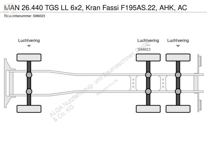 Lastbil MAN TGS LL 6x2, Kran Fassi F195AS.22,...